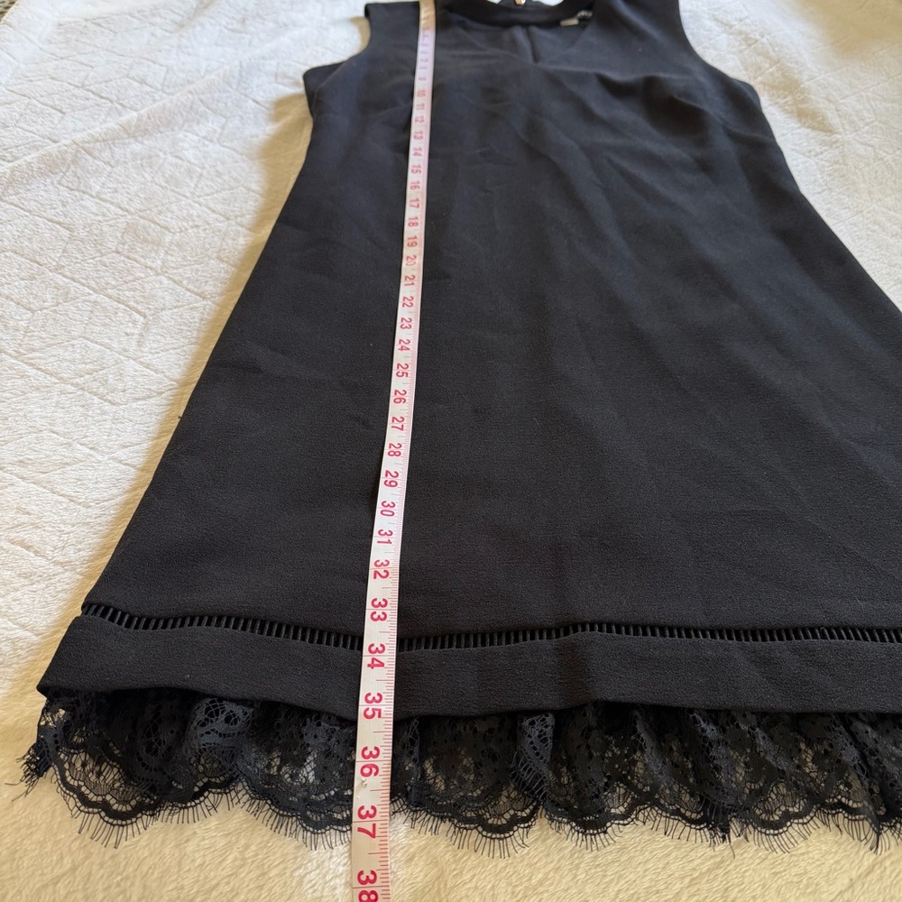 KARL LAGERFIELD little black dress v-neck cutout lace bottom dress 10 - Picture 13 of 16
